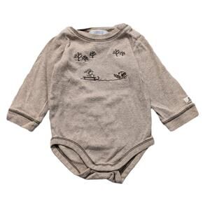 Janie and Jack Onesie Baby Boys Sz 6-12m Tan Winter Embroidered